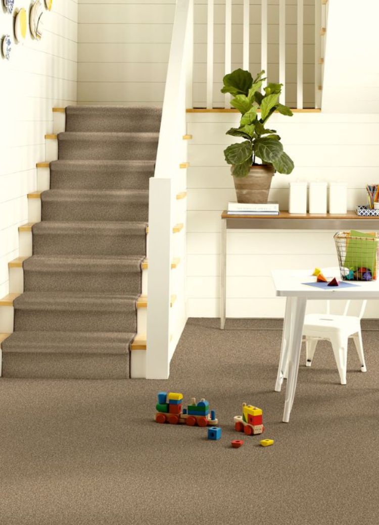 grey carpet stair runner in a Lakeland, TN, home