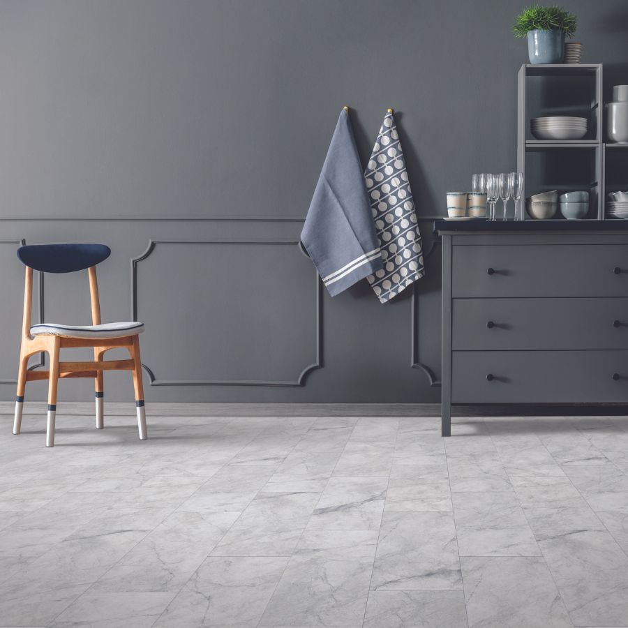 stone look tile flooring in kitchen